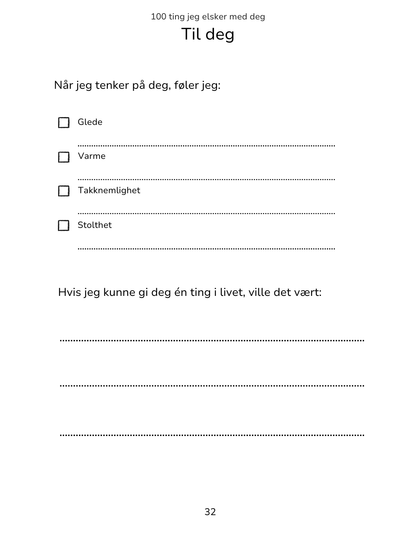 100 Ting Jeg Elsker Med Deg - Til dem som fortjener å høre det oftere