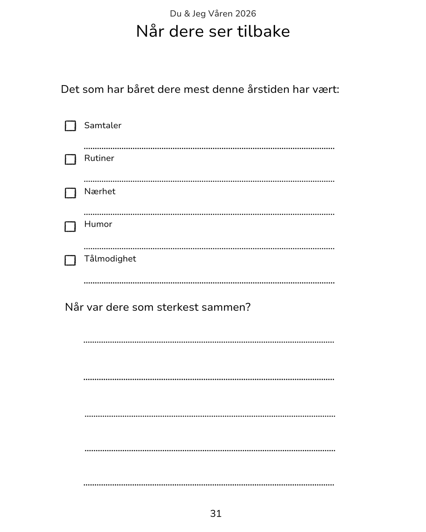 Du & Jeg - Mer nærhet i hverdagen